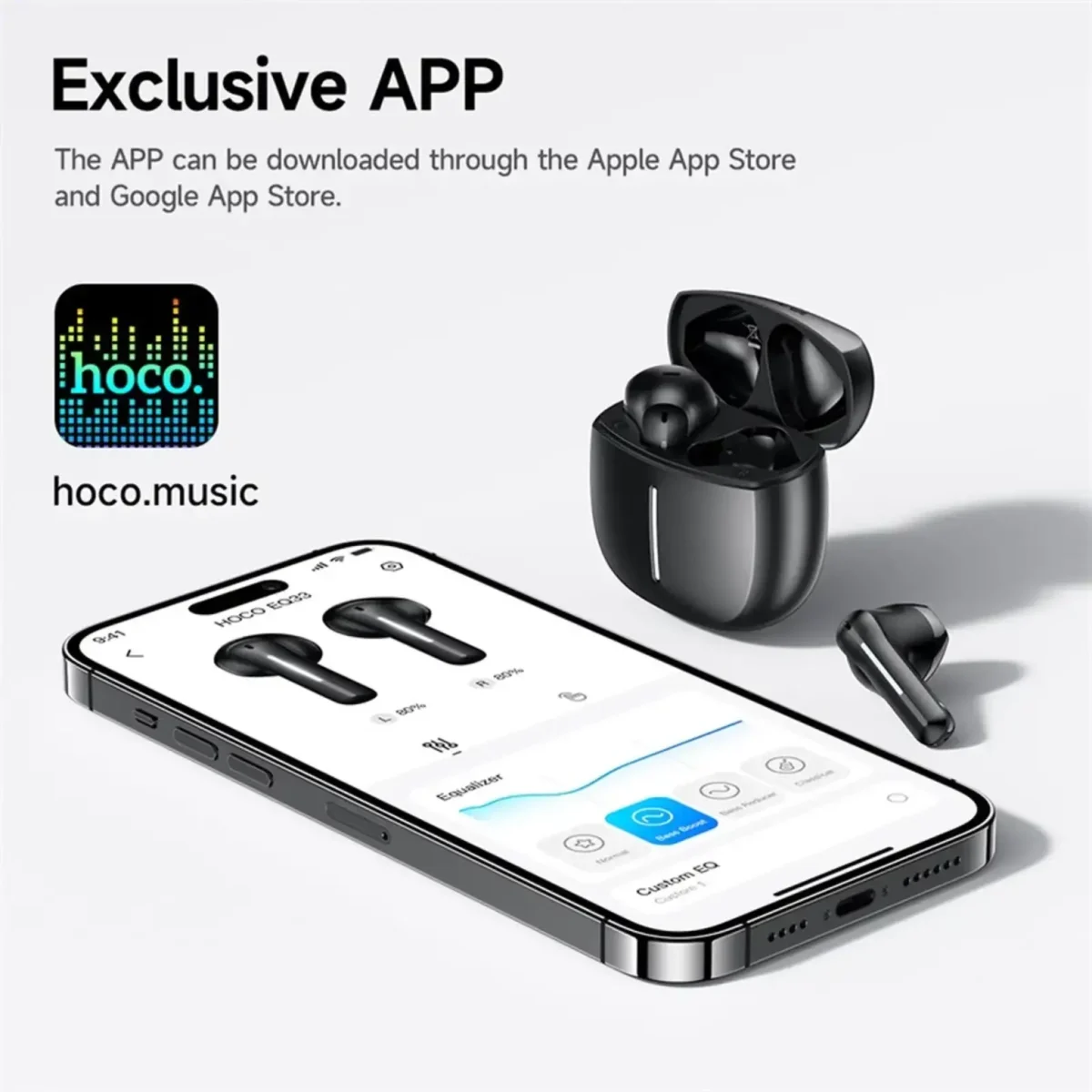 Hoco EQ33 Gem True Wireless Earbuds (Bluetooth 5.4, JL AC6983D4, Up to 7 Hours) - Image 3